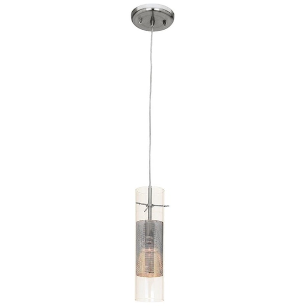 Access Lighting Spartan, LED Pendant, Brushed Steel Finish, Metal Mesh in Clear Glass 50525LEDDLP-BS/CLM - main